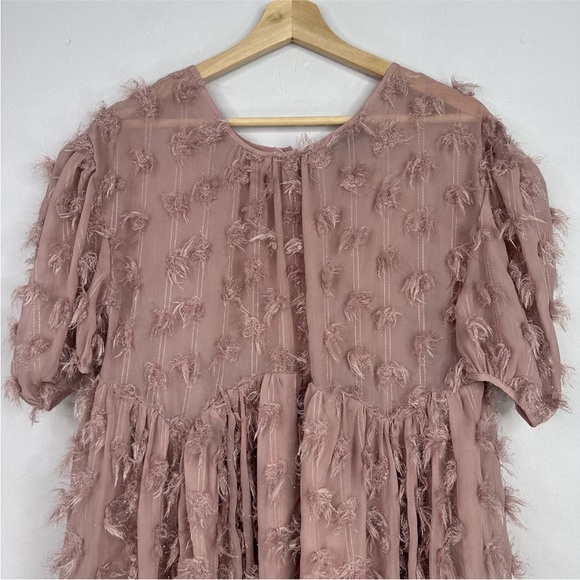 Sister Janes Fluffy Midi Dress Size Small Pink Boho Festival - Picture 2 of 7